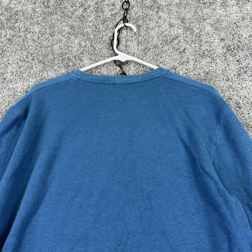 Banana Republic Shirt Mens Large Blue Thermal Waffle Knit Long Sleeve Crew Neck
